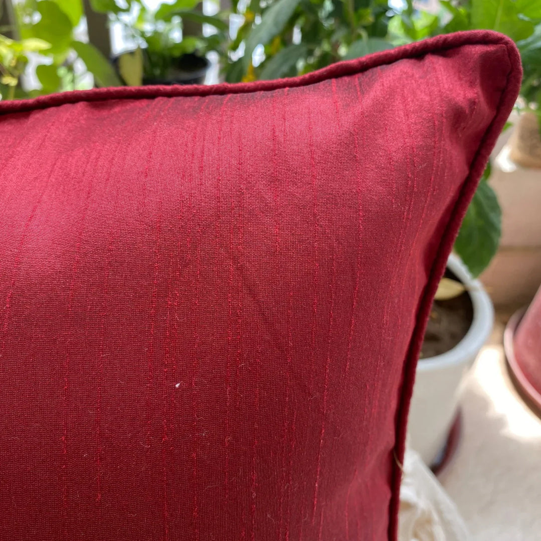 Surkhi Maroon Cushion Cover, Pack of 2, 16" x 16"