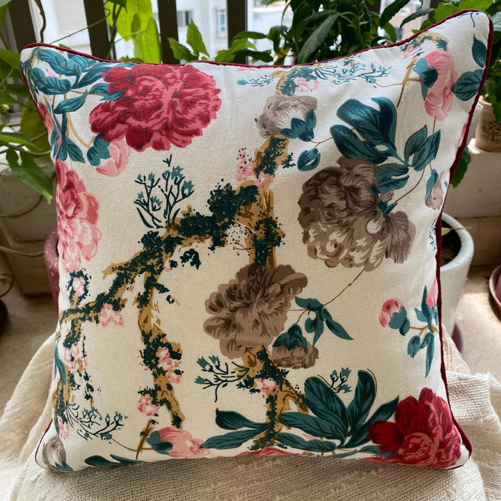 Surkhi Maroon Cushion Cover, Pack of 2, 16" x 16"