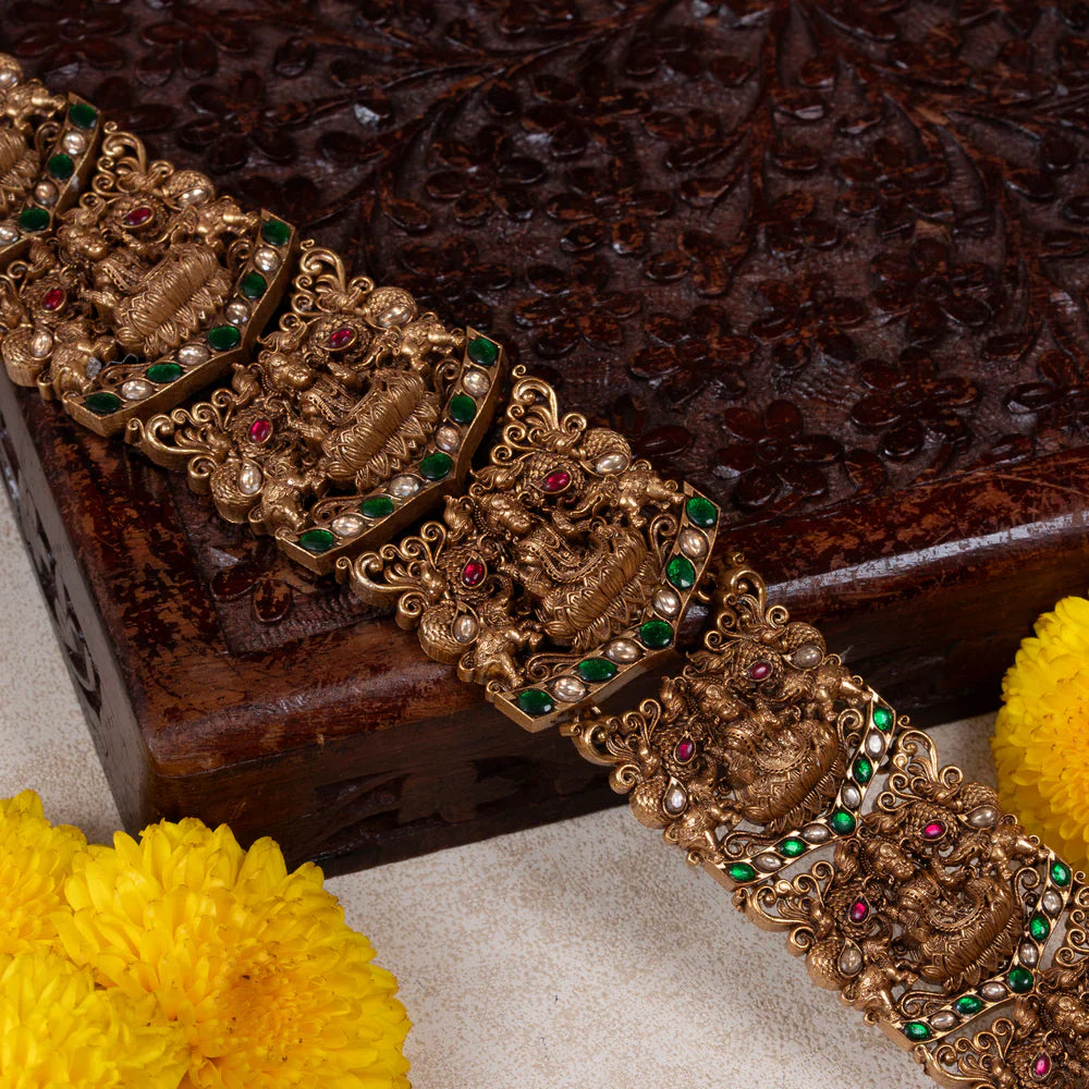 Pure 92.5 Silver, Gold Plated Gajalakshmi Mayura Jada