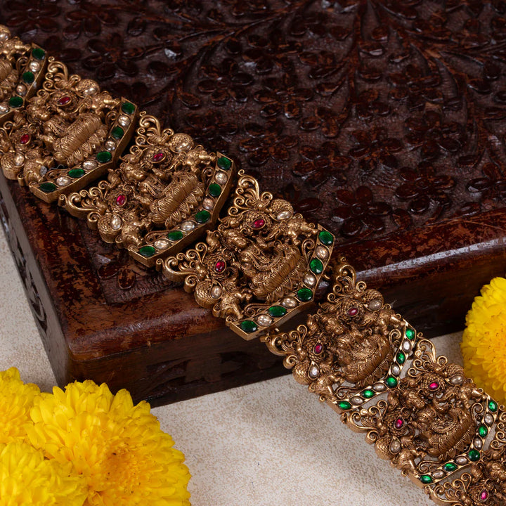 Pure 92.5 Silver, Gold Plated Gajalakshmi Mayura Jada