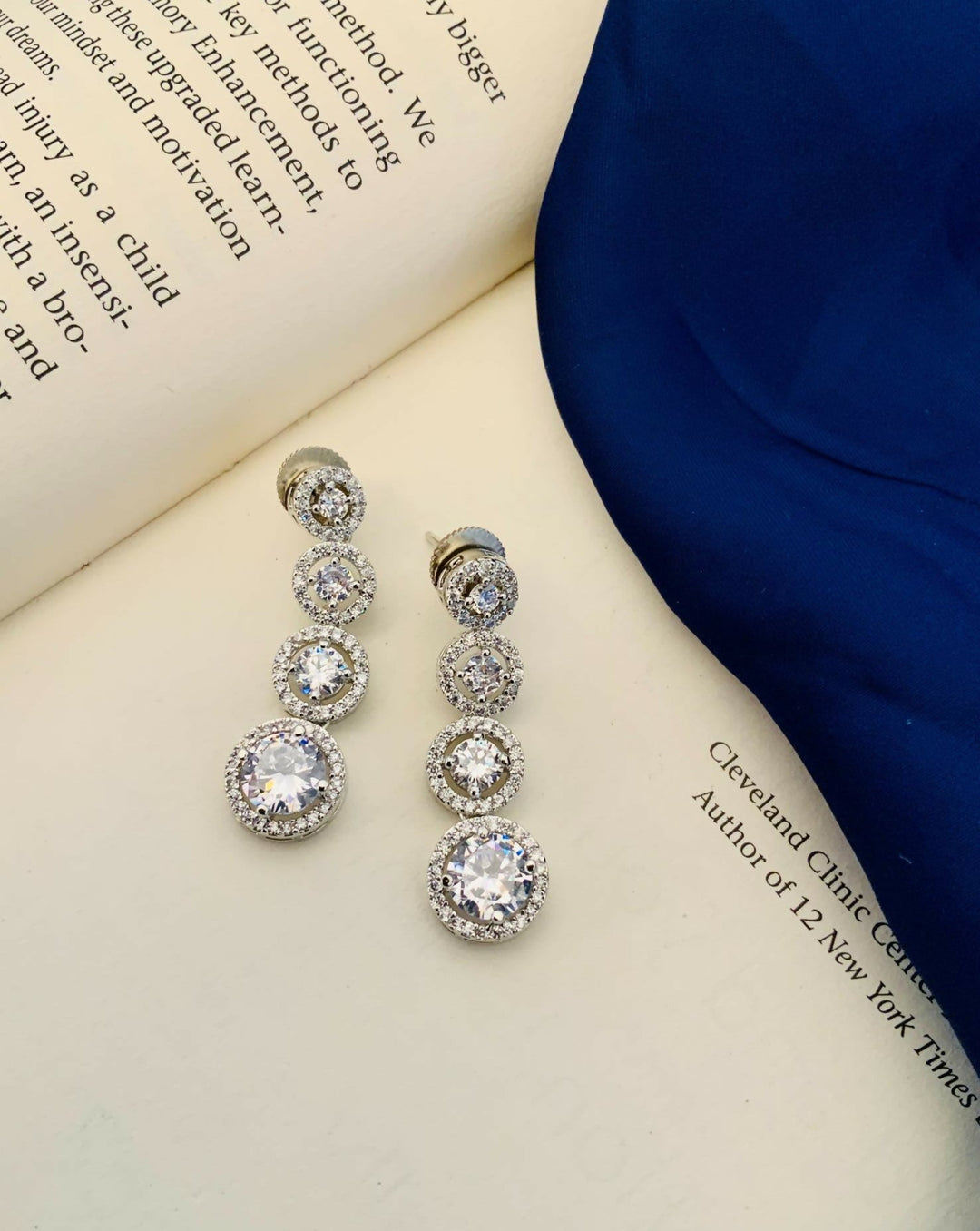 Round Silver Plated American Diamond Necklace Set | SHOBITAM