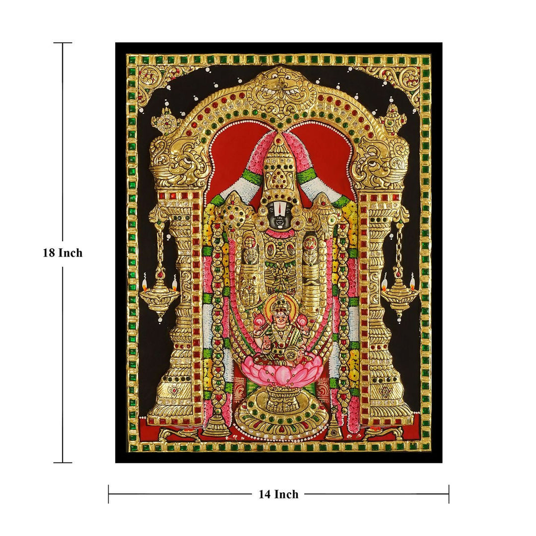 TANJORE PAINTING BALAJI PATHALAKSHMI 18*14 | SHOBITAM