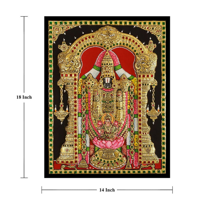 TANJORE PAINTING BALAJI PATHALAKSHMI 18*14 | SHOBITAM