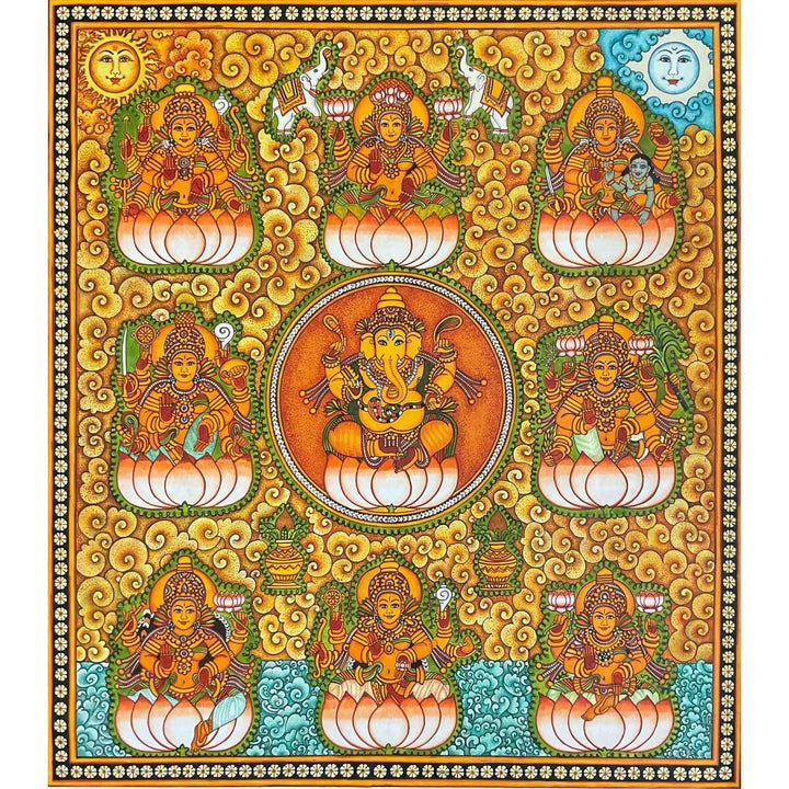 MURAL PAINTING ASHTALAKSHMI 54*45 | SHOBITAM