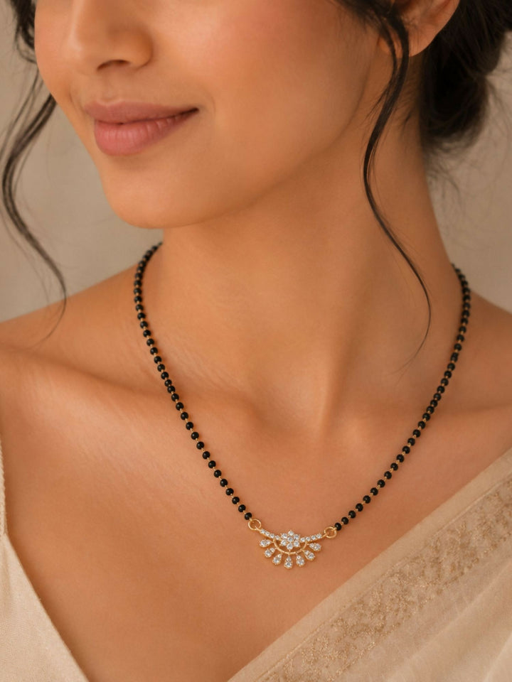 Elegant Diamond Blackbead Mangalsutra | SHOBITAM