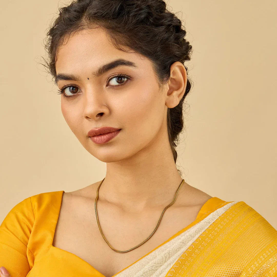 92.5 Silver, Gold Plated Silver Temple Chain | SHOBITAM