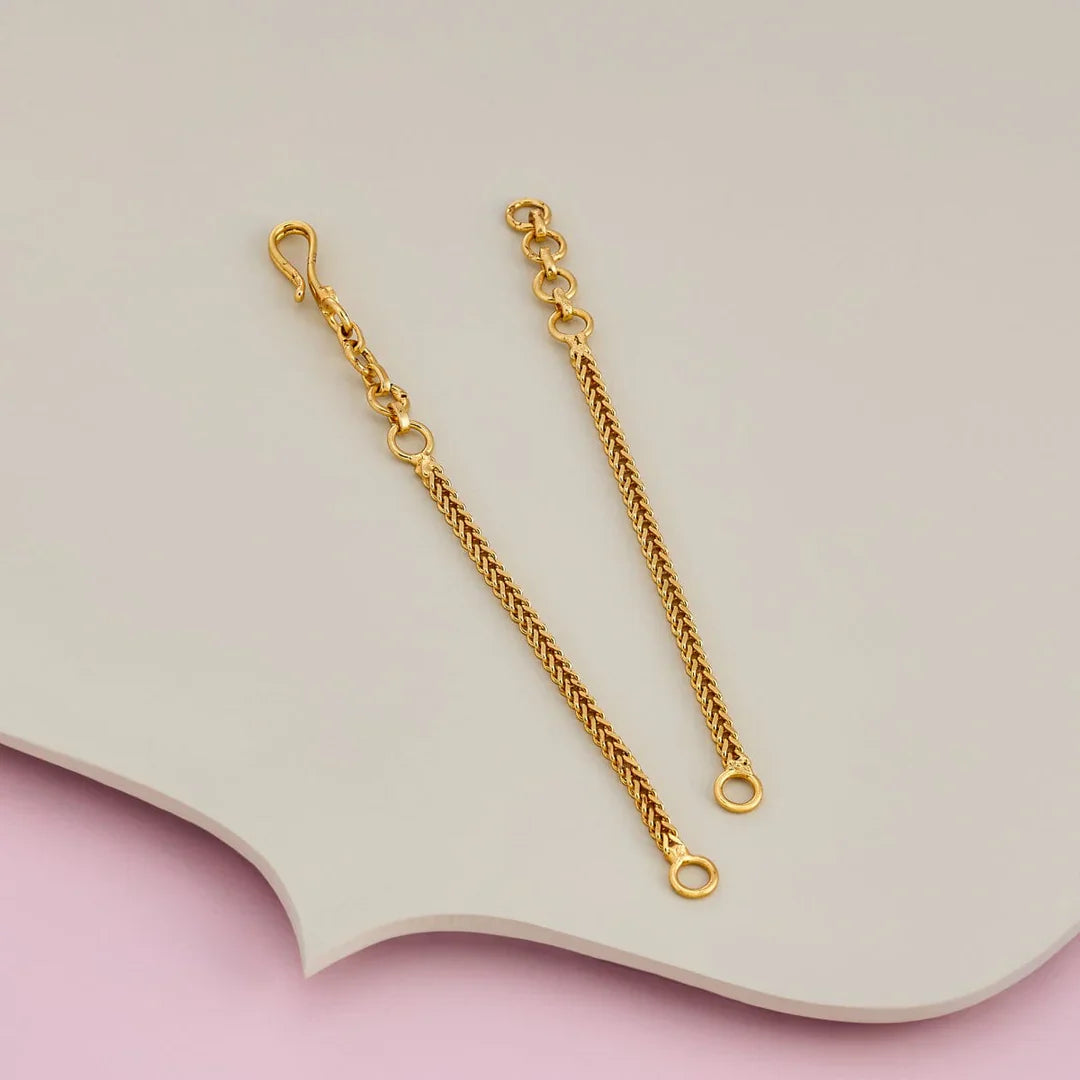 92.5 Silver, Gold Plated Silver Temple Ear Chain | SHOBITAM