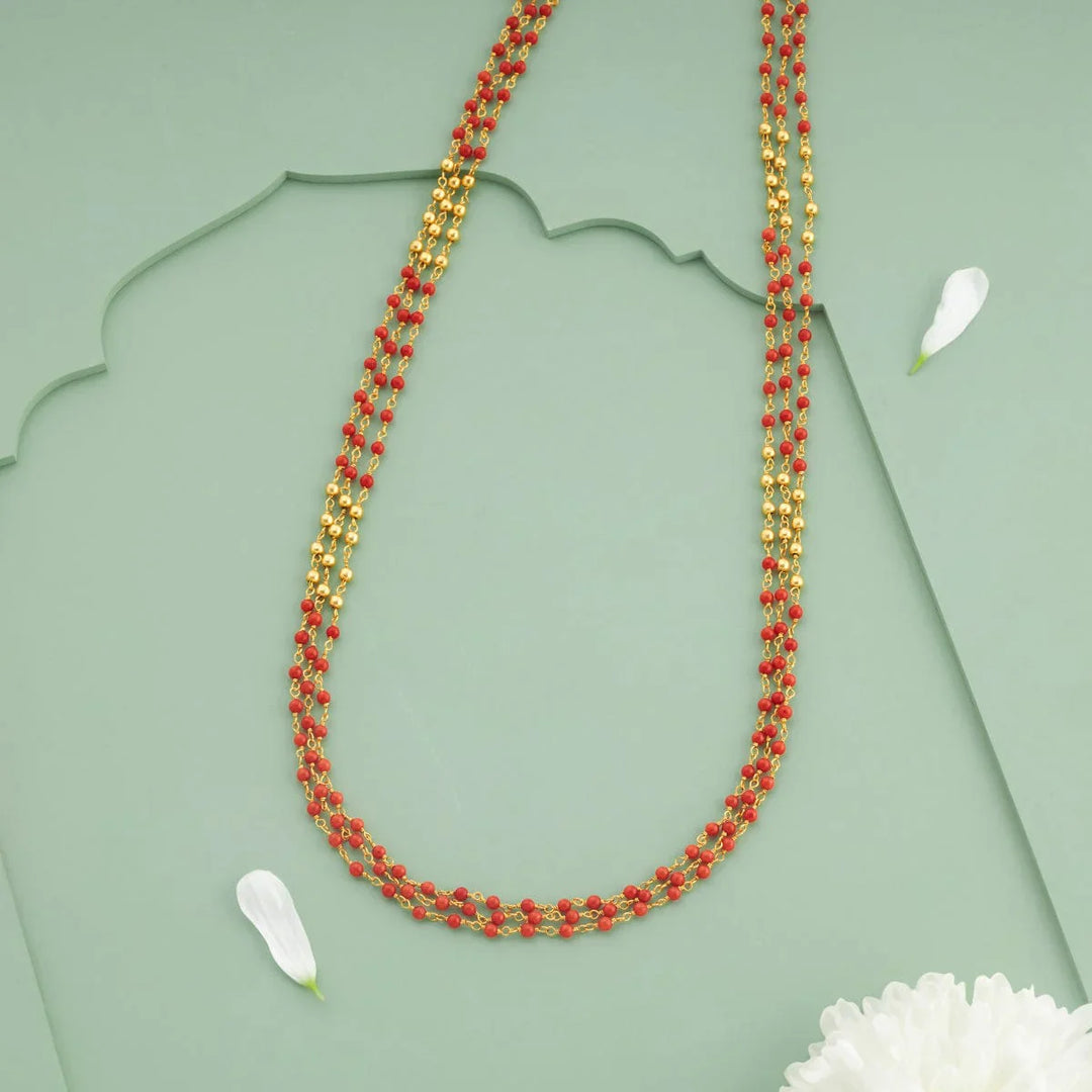 92.5 Silver, Gold Plated Silver Temple Beads Chain | SHOBITAM