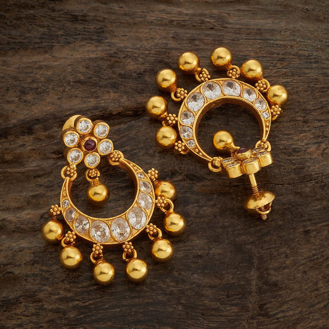Pure Silver Statement Chandbali Earrings with Gemstone and Gold Bead Drops