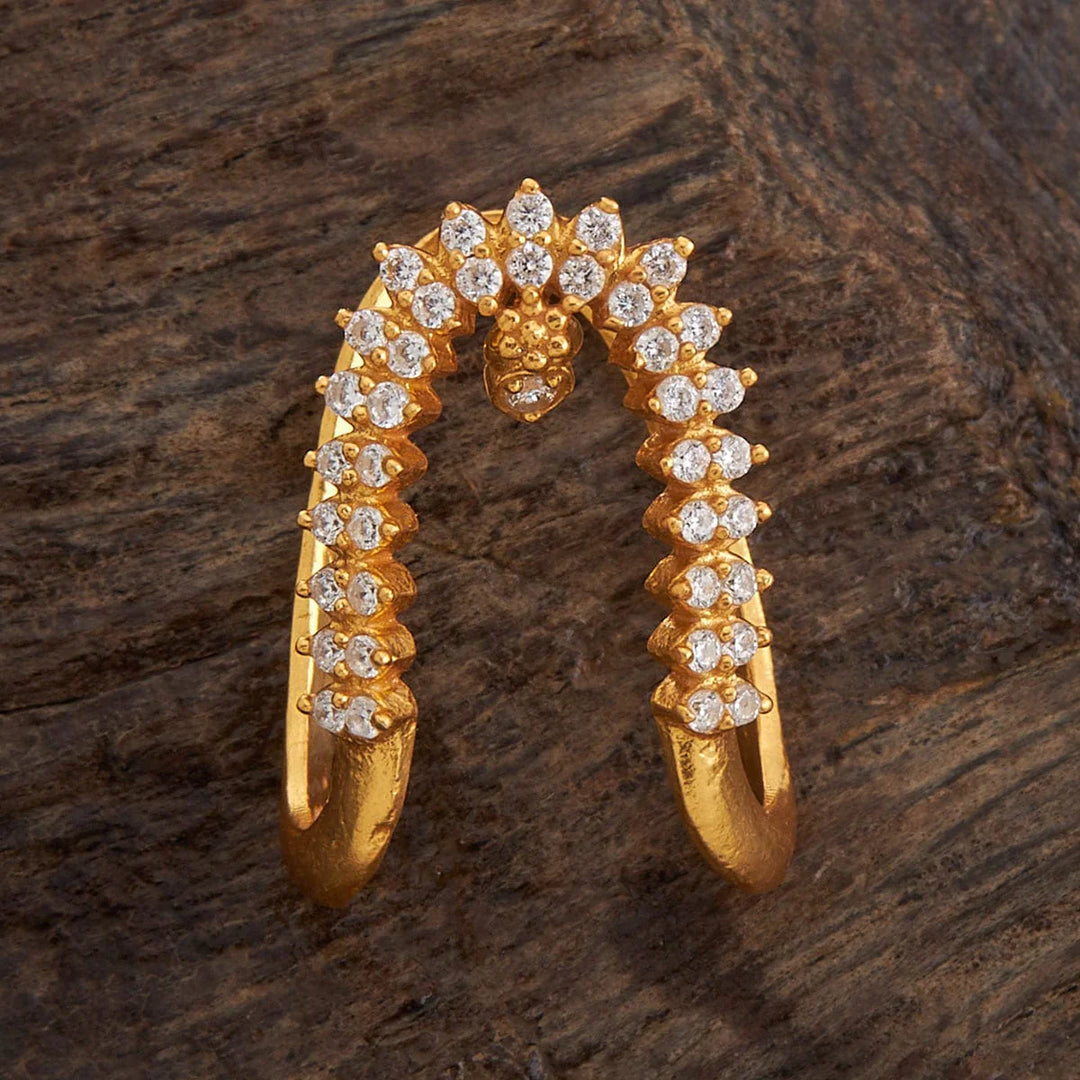 NELI Pure 92.5 Silver, Gold-Plated Traditional Neli Finger Ring with CZ Stones Detailing