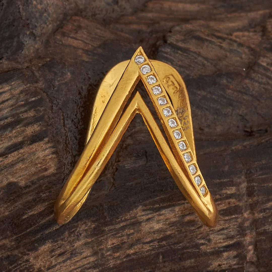 Pure 92.5 Silver, Gold-Plated Silver Temple Finger Ring