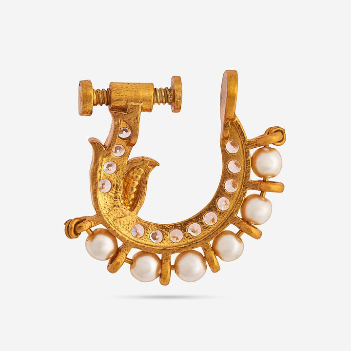 Pure 92.5 Silver Gold Plated Maharashtrian Nath With stones and Pearls