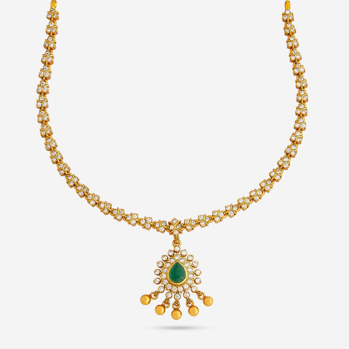 Pure 92.5 Silver CZ Necklace with Tear Drop Pendant and Dangling Beads