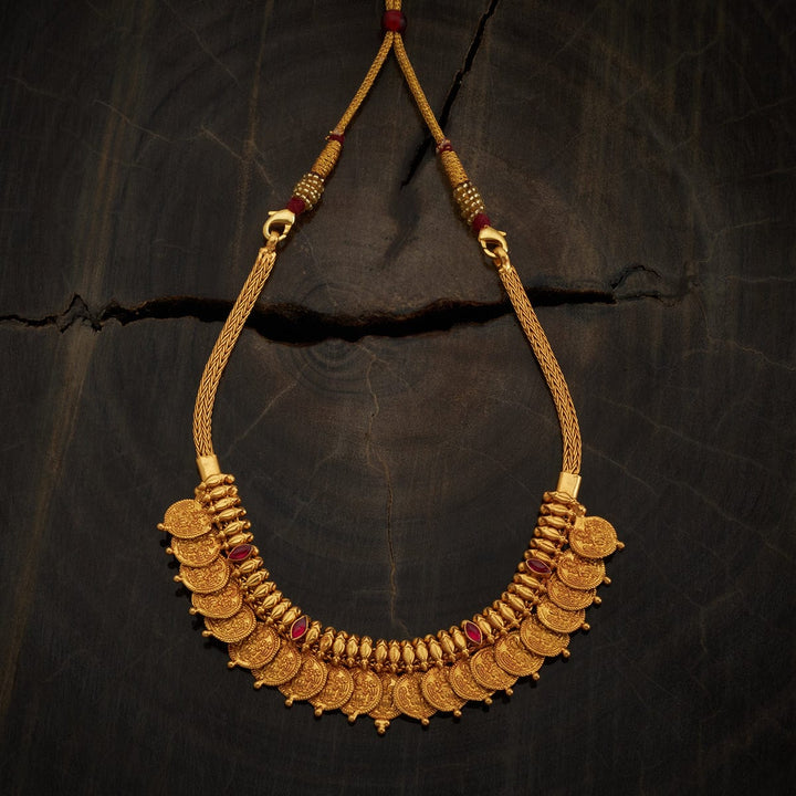 Pure 92.5 Silver, Gold Plated Kasu Mala Temple Necklace