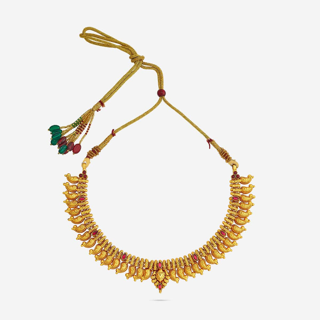 Pure 92.5 Silver, Gold Plated Traditional Mango Units Necklace