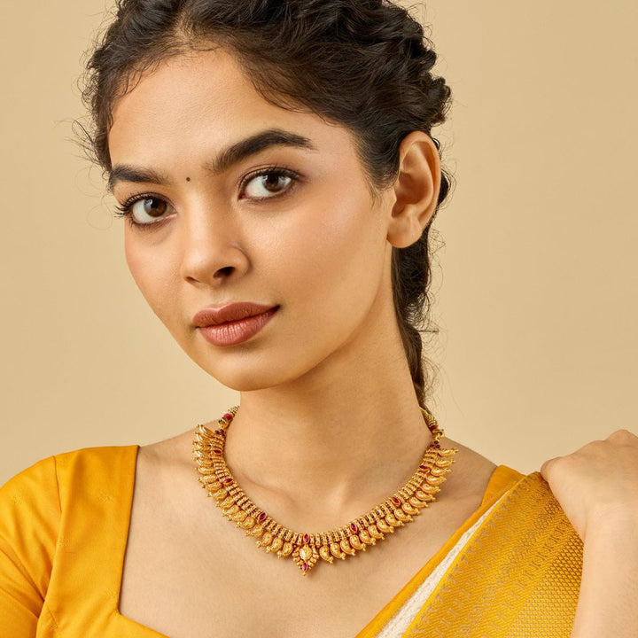 Pure 92.5 Silver, Gold Plated Traditional Mango Units Necklace