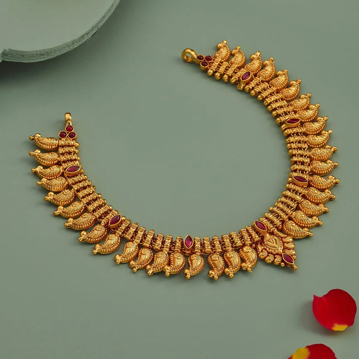Pure 92.5 Silver, Gold Plated Traditional Mango Units Necklace