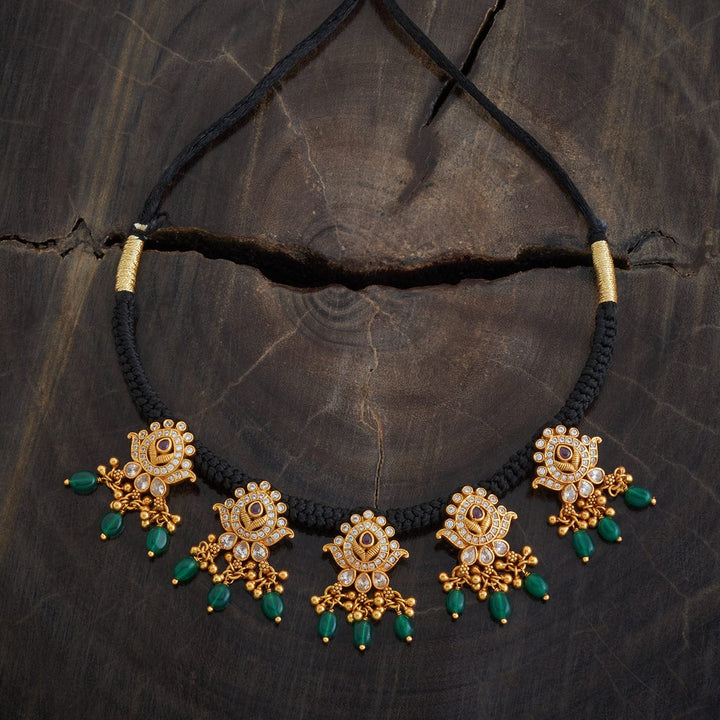 Pure 92.5 Silver, Gold Plated Floral Unity Design with Dangling Beads Necklace