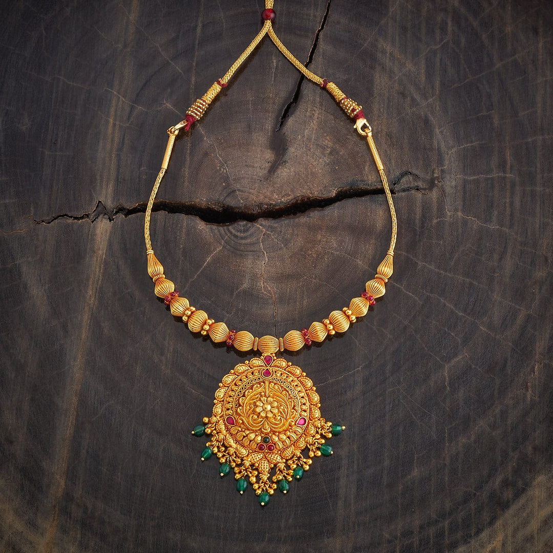 Pure 92.5 Silver, Gold Plated Necklace with Floral Pendant and dangling beads