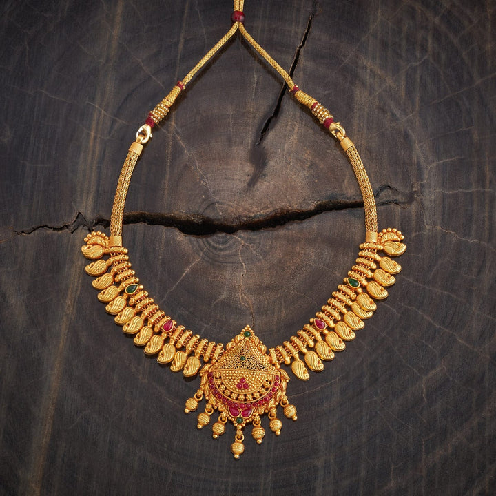 Pure 92.5 Silver, Gold Plated Necklace with Mango Motif Units And Pendant