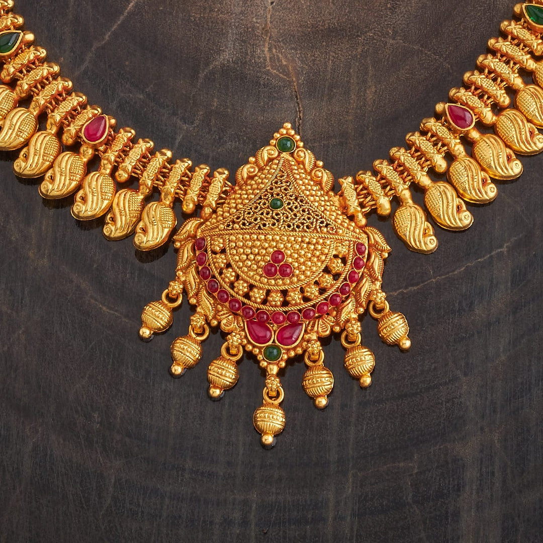 Pure 92.5 Silver, Gold Plated Necklace with Mango Motif Units And Pendant