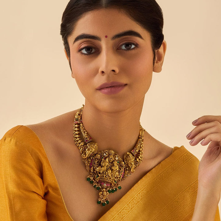 Pure 92.5 Silver Gold-Plated Necklace with Ganesha Pendant Theme