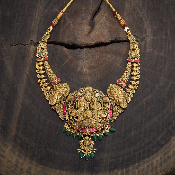Pure 92.5 Silver Gold-Plated Necklace with Ganesha Pendant Theme