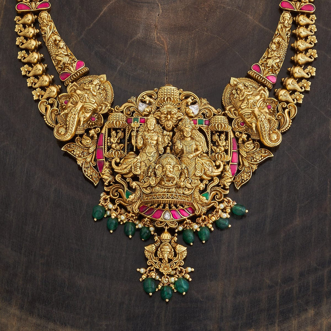 Pure 92.5 Silver Gold-Plated Necklace with Ganesha Pendant Theme