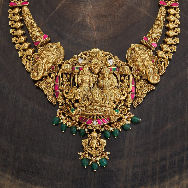 Pure 92.5 Silver Gold-Plated Necklace with Ganesha Pendant Theme
