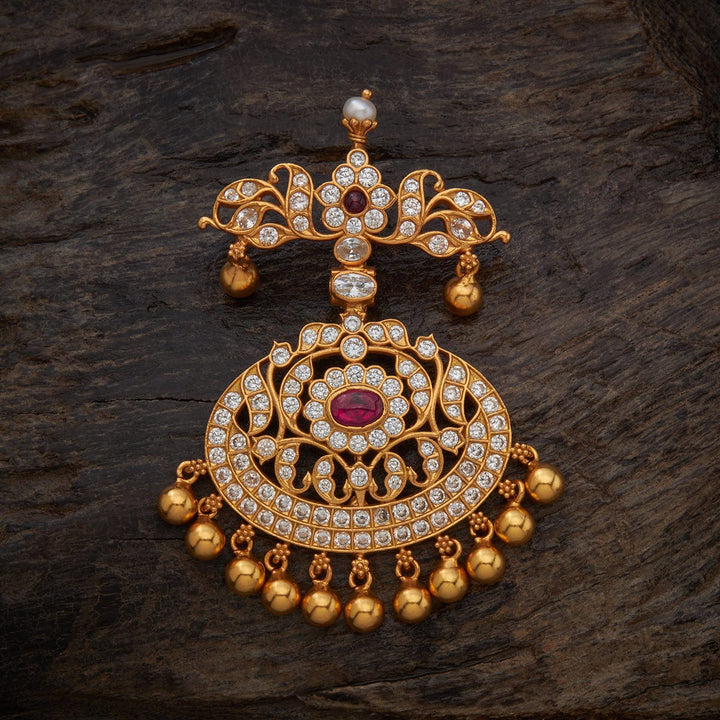 92.5 Pure Silver Flower Motif Temple Pendant