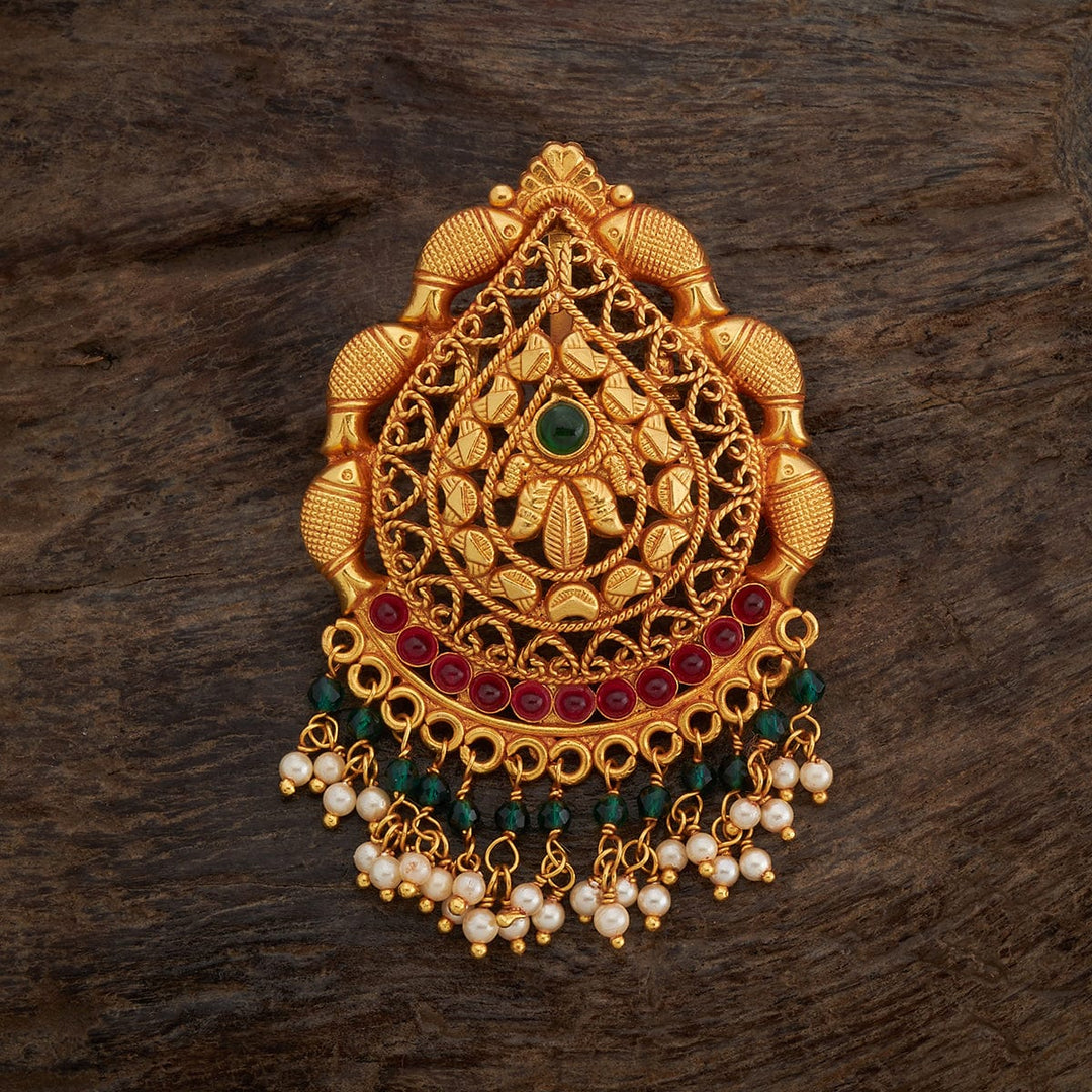 92.5 Pure Silver Leaf Pattern Temple Pendant