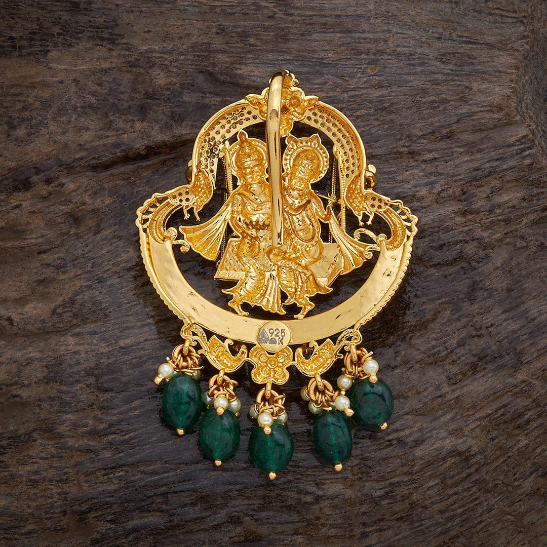Pure 92.5 silver Gold Plated Radha Krishna Jhoola Pendant with Dangling Beads