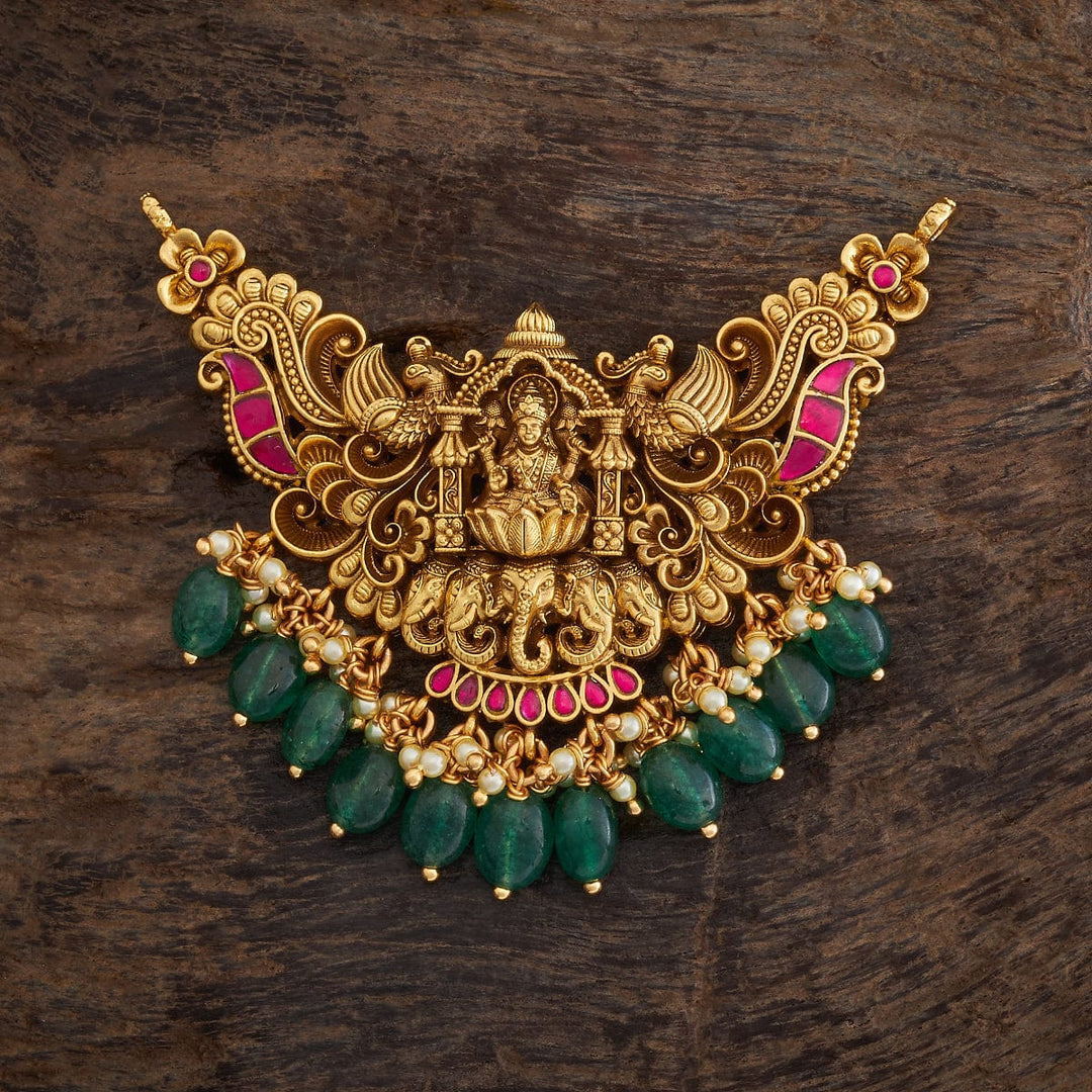 92.5 Pure Silver Flower and Lakshmi Motif Temple Pendant