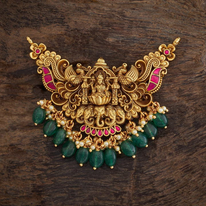 92.5 Pure Silver Flower and Lakshmi Motif Temple Pendant
