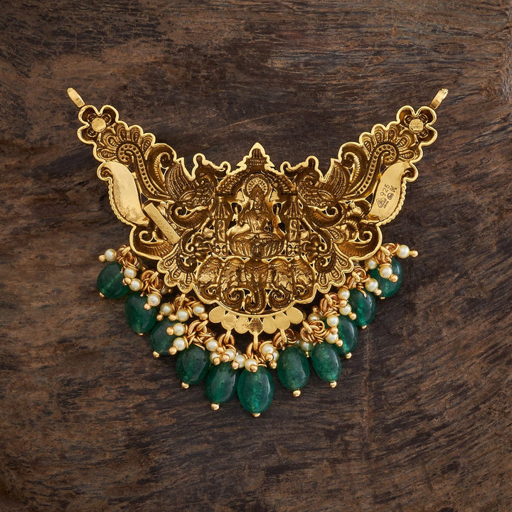 92.5 Pure Silver Flower and Lakshmi Motif Temple Pendant