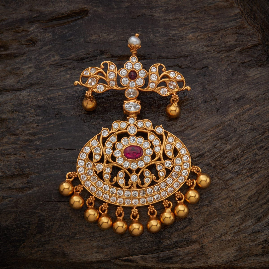 92.5 Pure Silver Flower Motif Temple Pendant