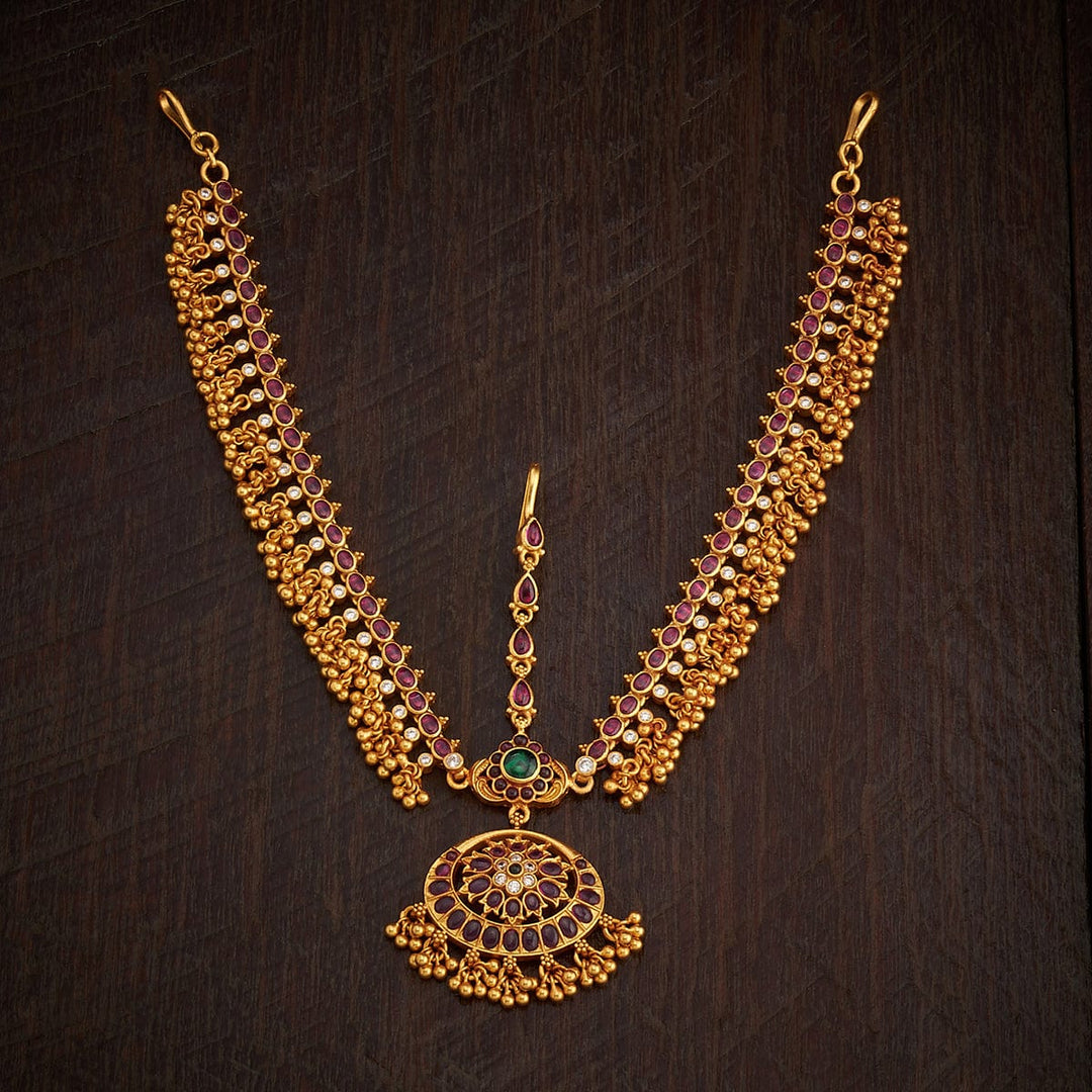 Pure 92.5 Silver, Gold-Plated Traditional Maang Tikka with Gemstone Detailing
