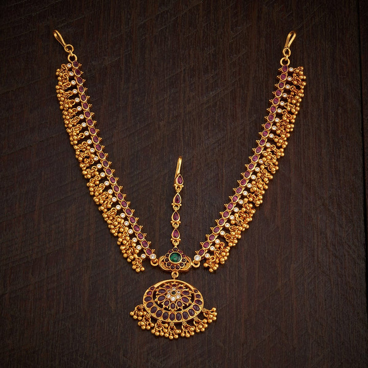 Pure 92.5 Silver, Gold-Plated Traditional Maang Tikka with Gemstone Detailing