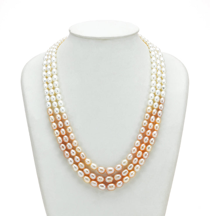 Luxe Grading Freshwater Multicolor Oval Pearl Necklace Set