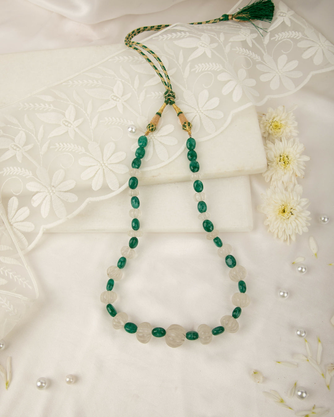 Clear Topaz Grove – Aventurine Harmony Mala | SHOBITAM