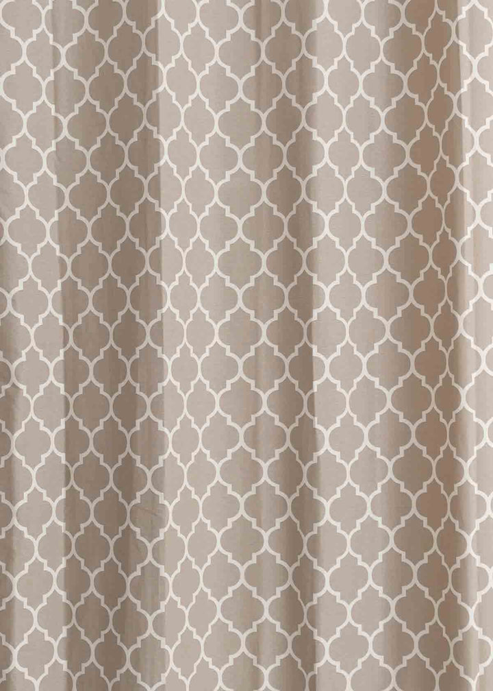 Reverse Trellis 100% cotton geometric curtain for bed room - Room darkening - Walnut Grey - Single Piece  | SHOBITAM