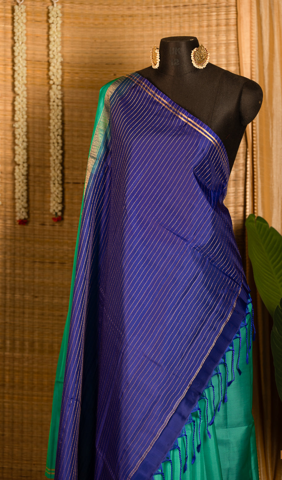 Turquoise Soft Silk Handloom Saree Nadee | SILK MARK CERTIFIED | SHOBITAM
