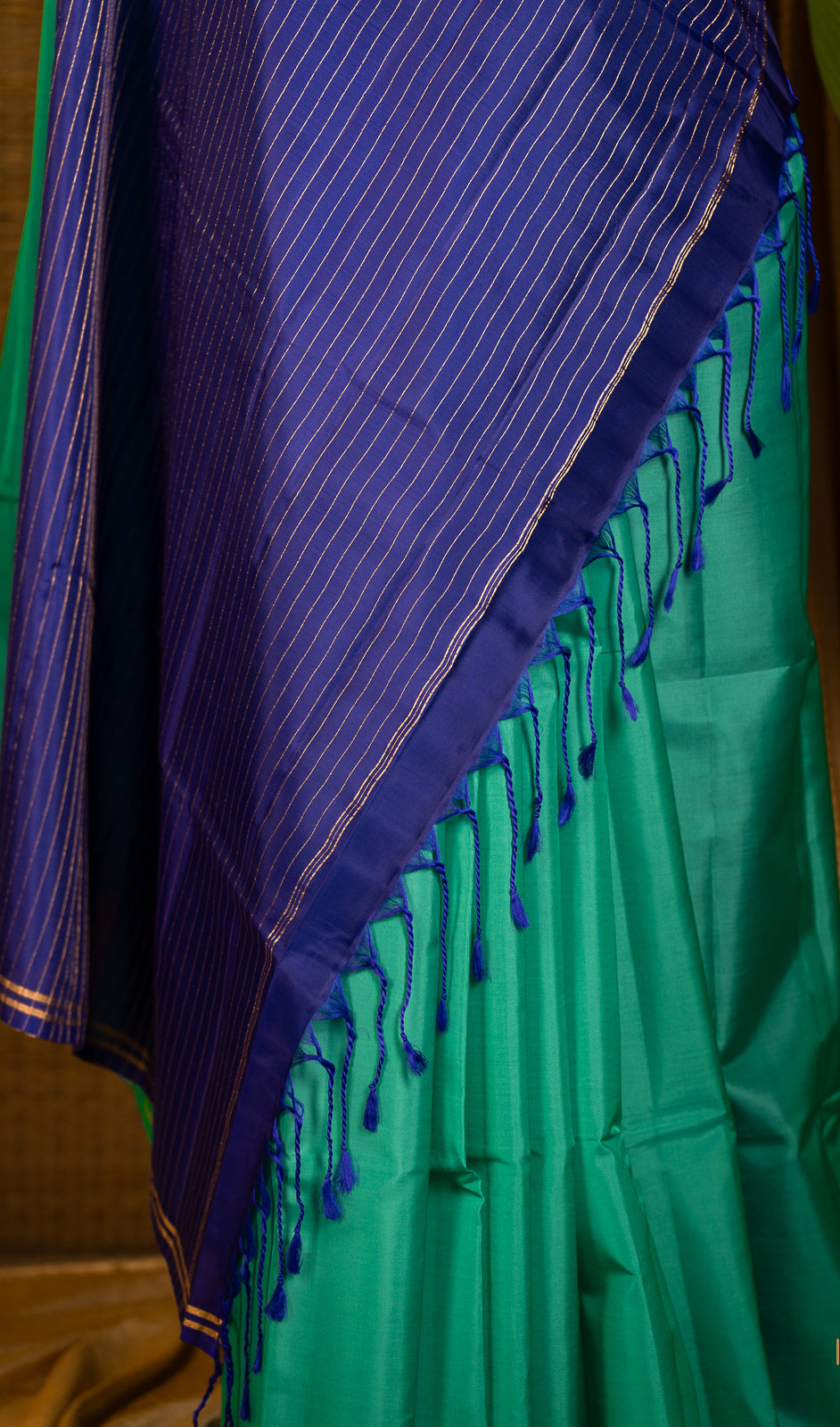 Turquoise Soft Silk Handloom Saree Nadee | SILK MARK CERTIFIED | SHOBITAM