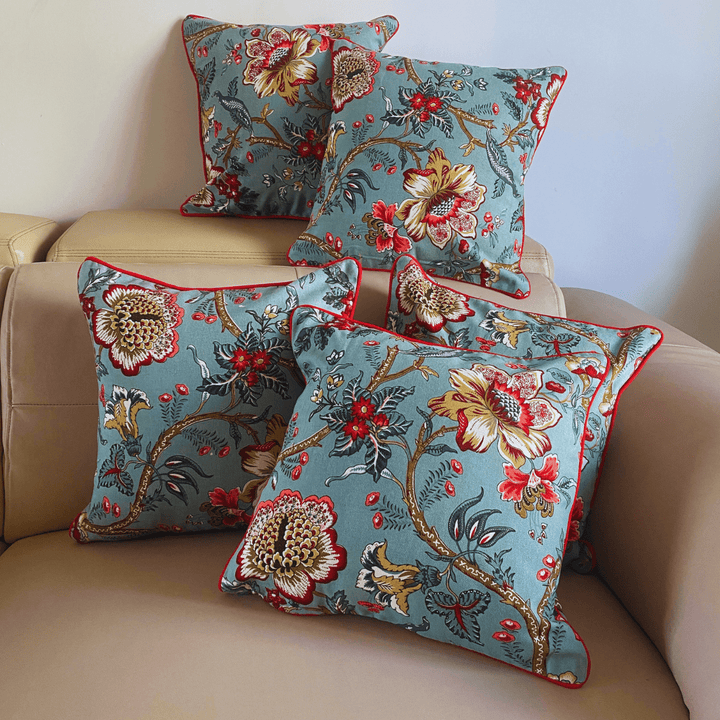 Mohak Printed Cushion Covers, 16" x 16", Pack of 5 | SHOBITAM