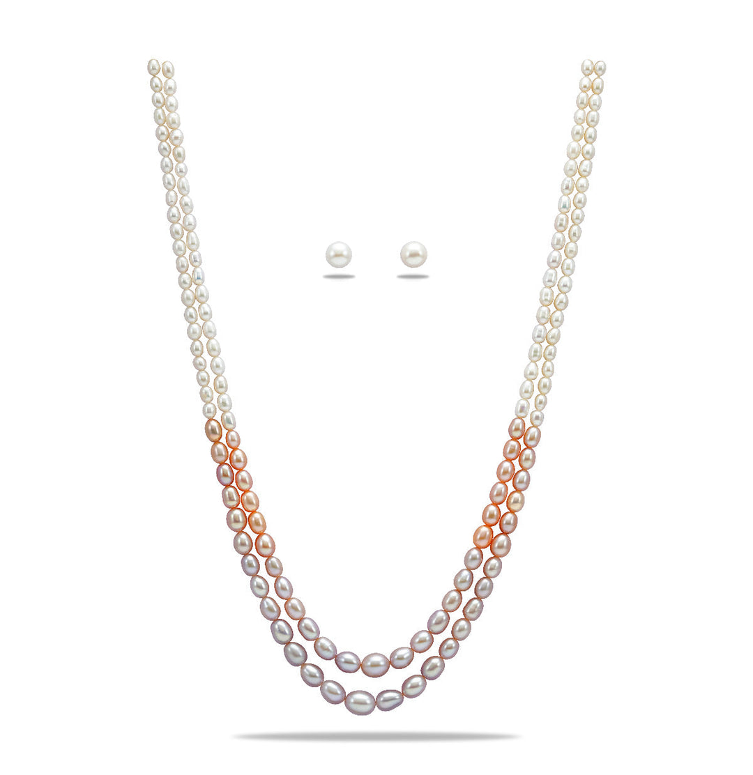 Freshwater Pearls Iridescent Multicolor Pearl Necklace Set
