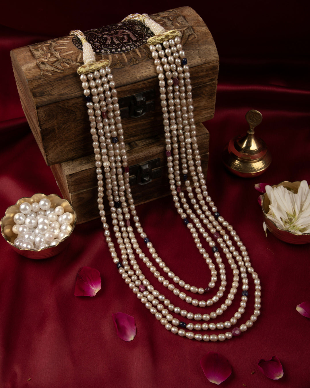 Ratnavali – Ruby Sapphire Pearl Mala | SHOBITAM