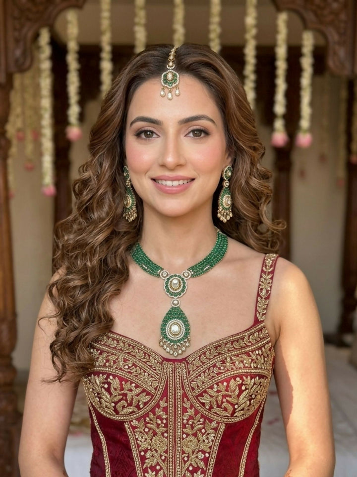 Polki Victorian Style Polki Necklace Set | SHOBITAM