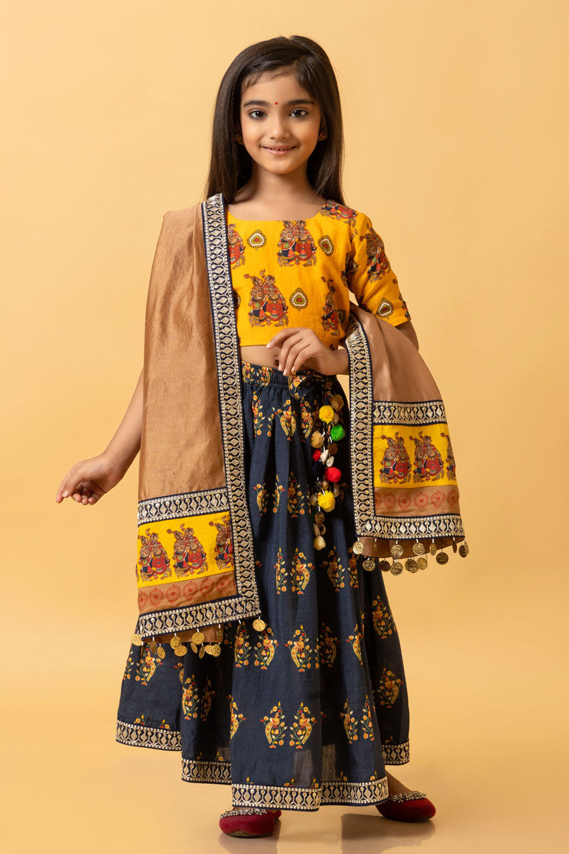 RAS LILA KRISHNA-RADHA LEHENGA SET GIRL ( skirt + dupatta + blouse) | SHOBITAM