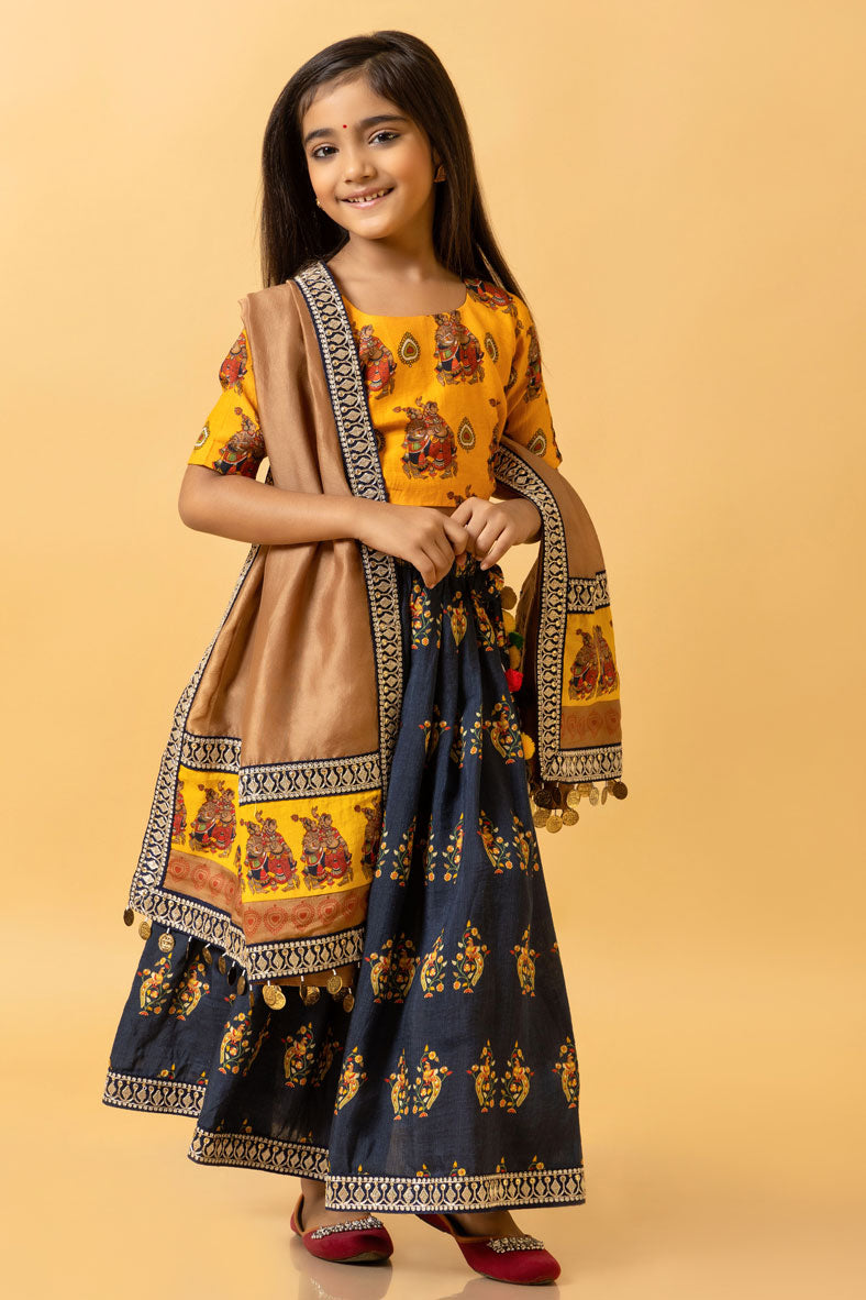 RAS LILA KRISHNA-RADHA LEHENGA SET GIRL ( skirt + dupatta + blouse) | SHOBITAM