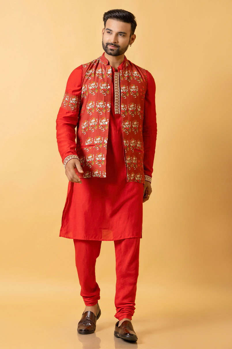 NATYA GANAPATI SET OF 3 ( kurta + churidar + jacket ) | SHOBITAM